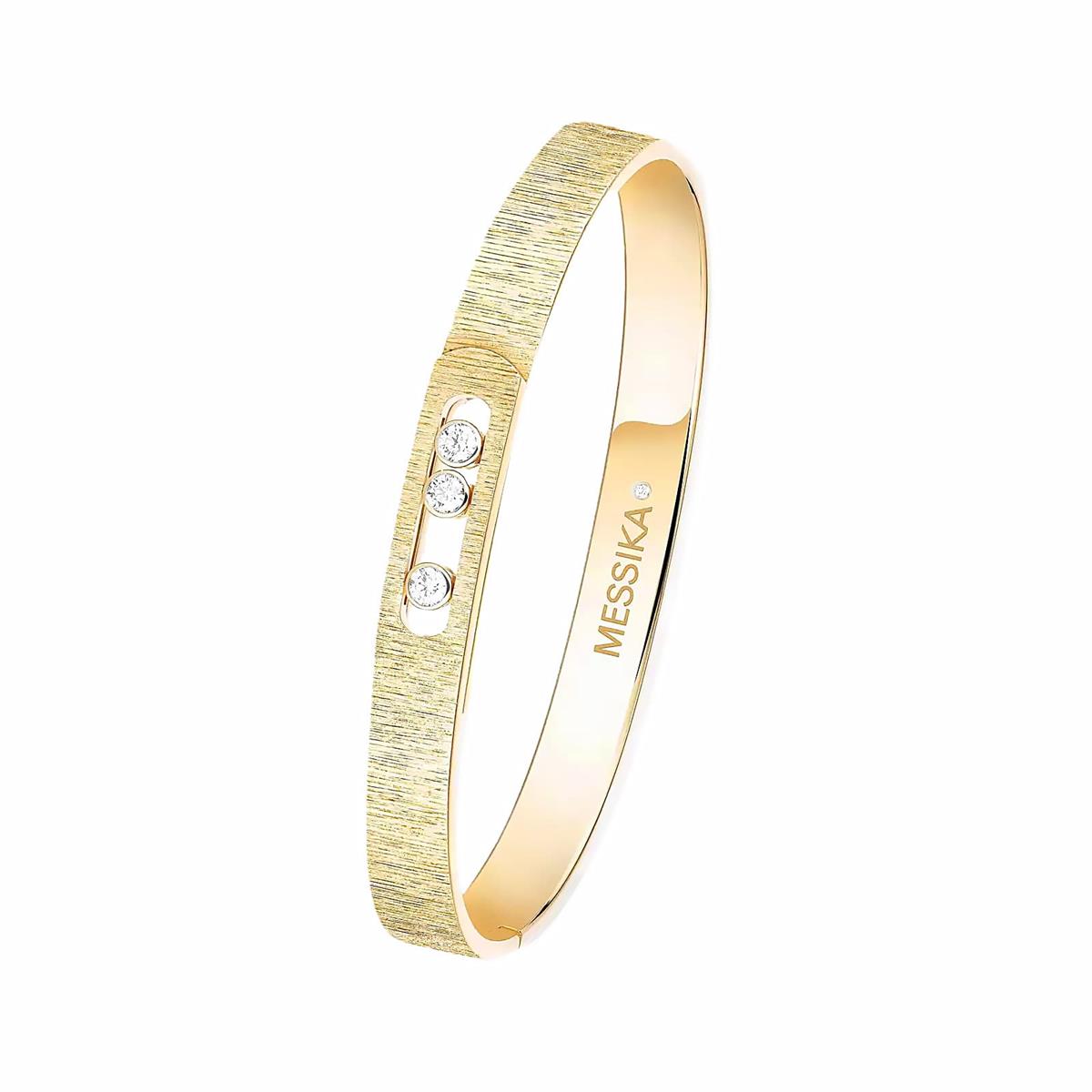 Messika Move Noa 18k Gold Diamond Cisele Bangle Bracelet