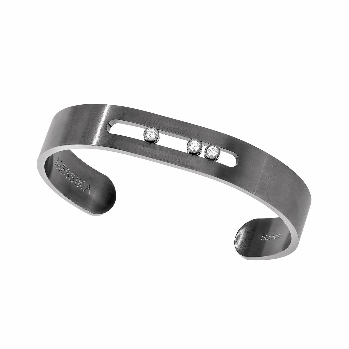 Messika Move Graphite Titanium Diamond Large Cuff Bracelet
