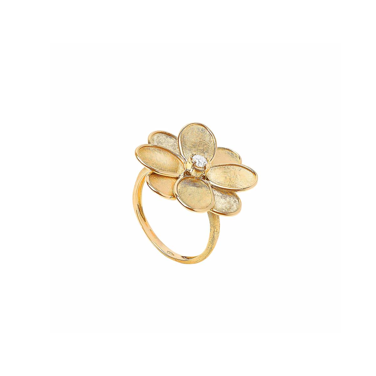 Marco Bicego Petali 18k Yellow Gold Diamond Flower Ring