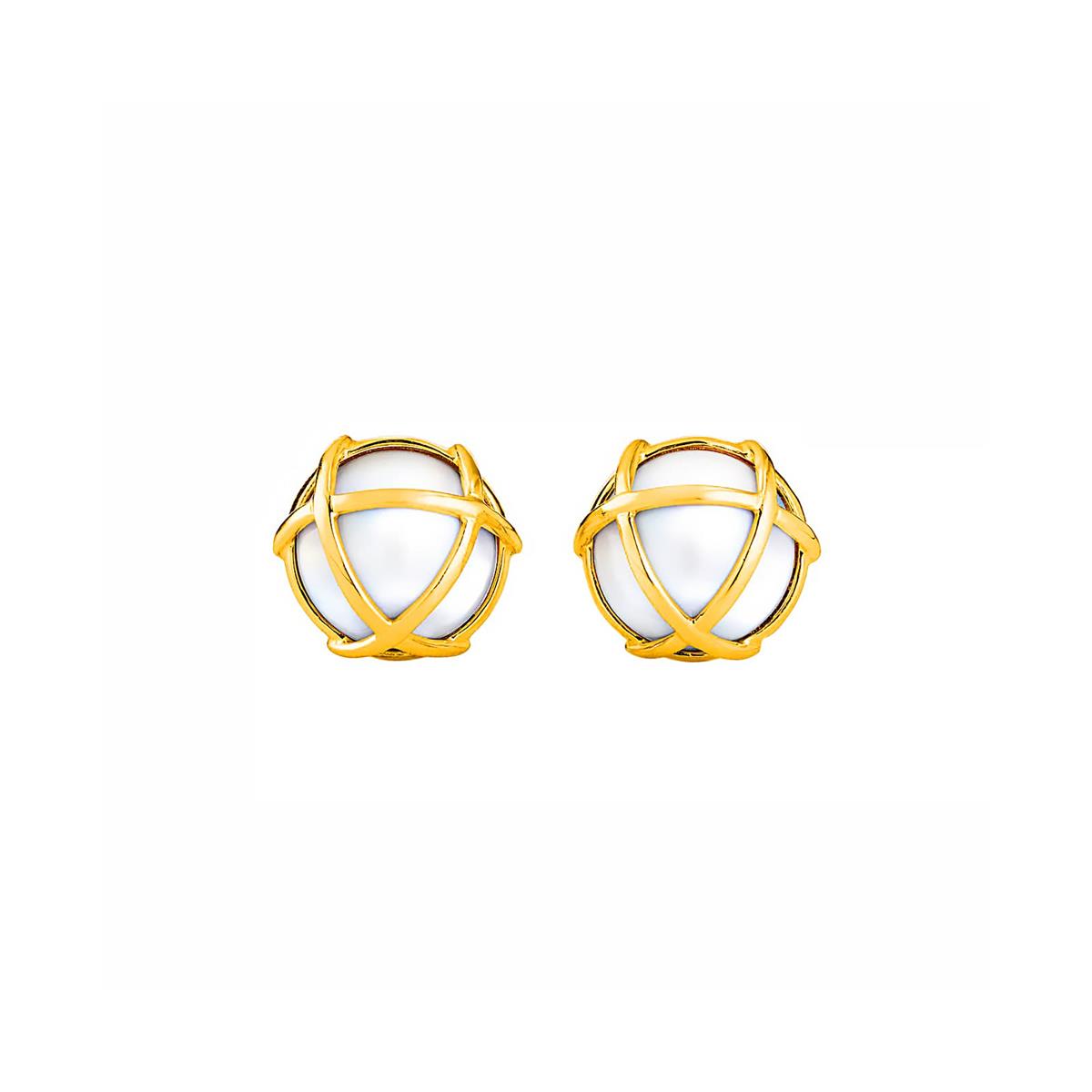 Verdura Caged Collection 18k Rock Crystal Caged Earclips