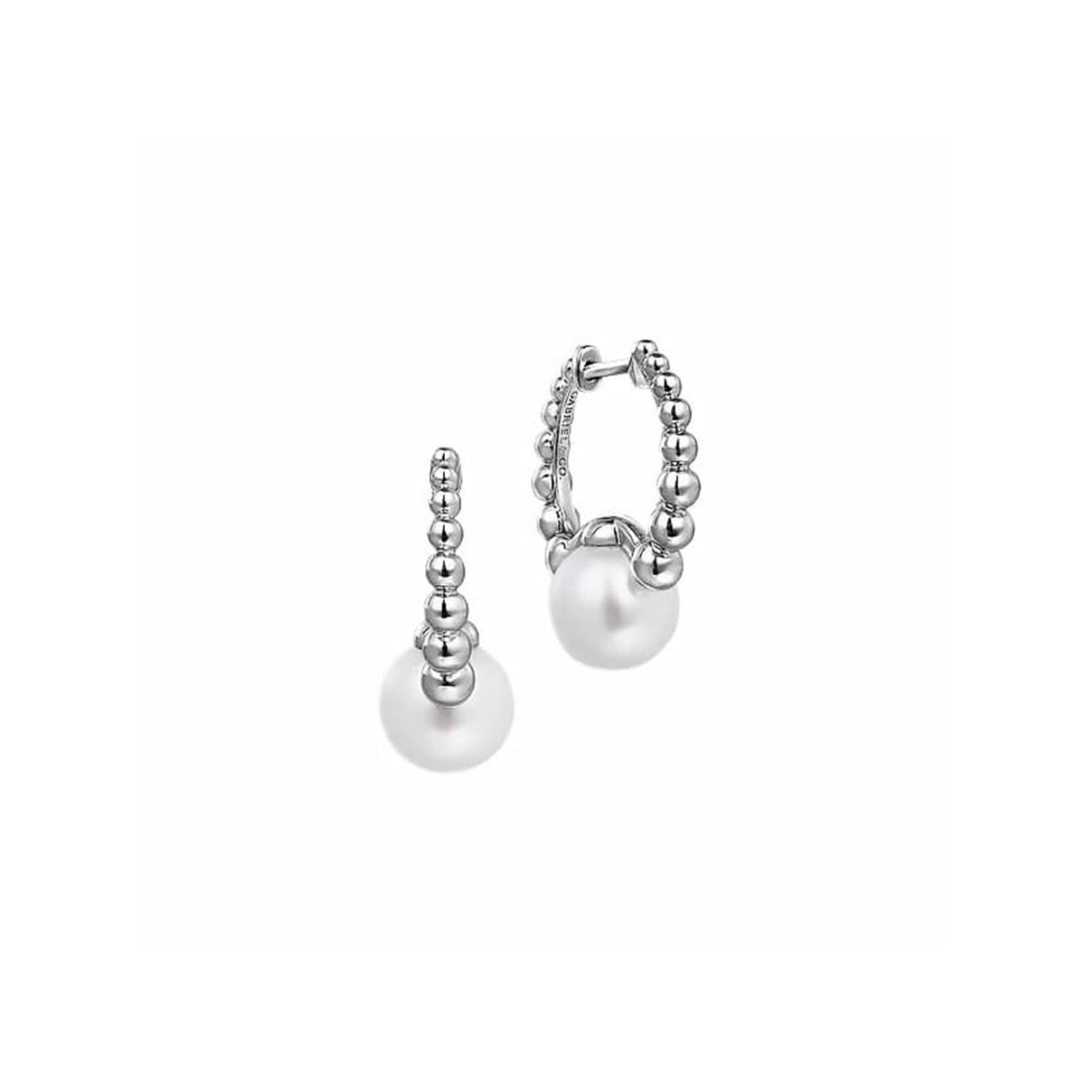 Gabriel & Co Bujukan Sterling Silver Pearl Huggie Earrings