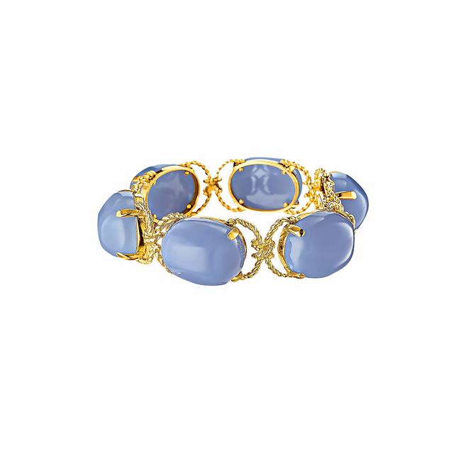 Verdura 18k Yellow Gold Blue Chalcedony Pebbles Bracelet