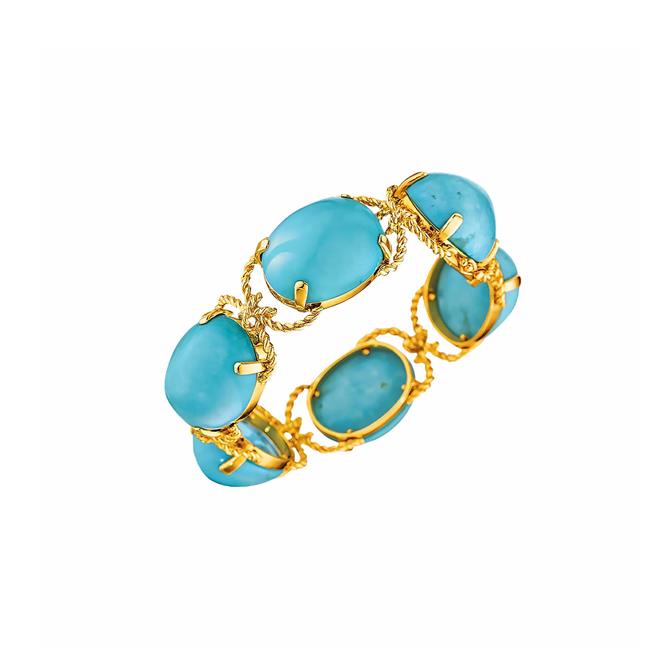 Verdura 18k Yellow Gold Turquoise Pebble Bracelet