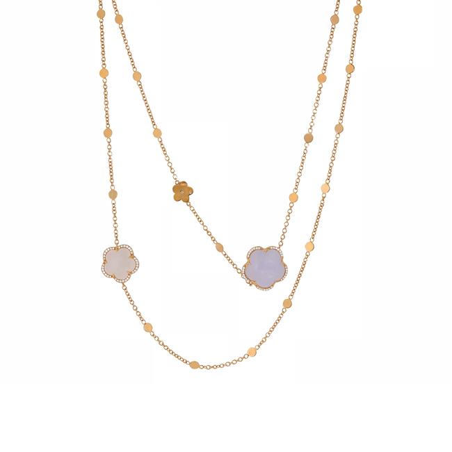 Pasquale Bruni Bon Ton Diamond and Pink Chalcedony Necklace