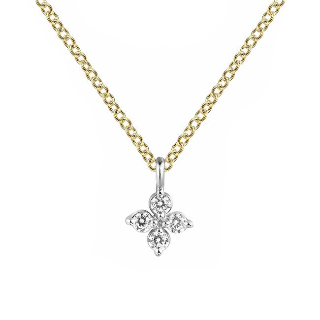 Gabriel & Co Lusso 14k Two Tone Diamond Flower Necklace