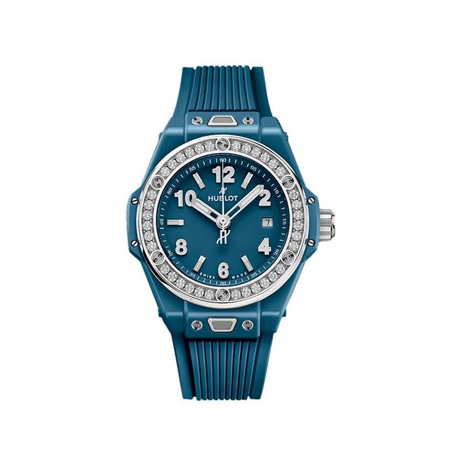 Hublot One Click Petrol Blue Ceramic Diamonds