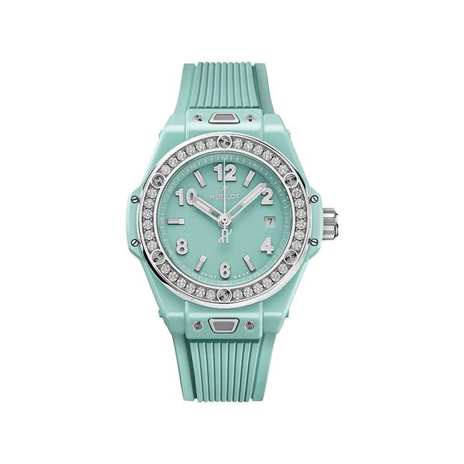 Hublot One Click Mint Green Ceramic Diamonds
