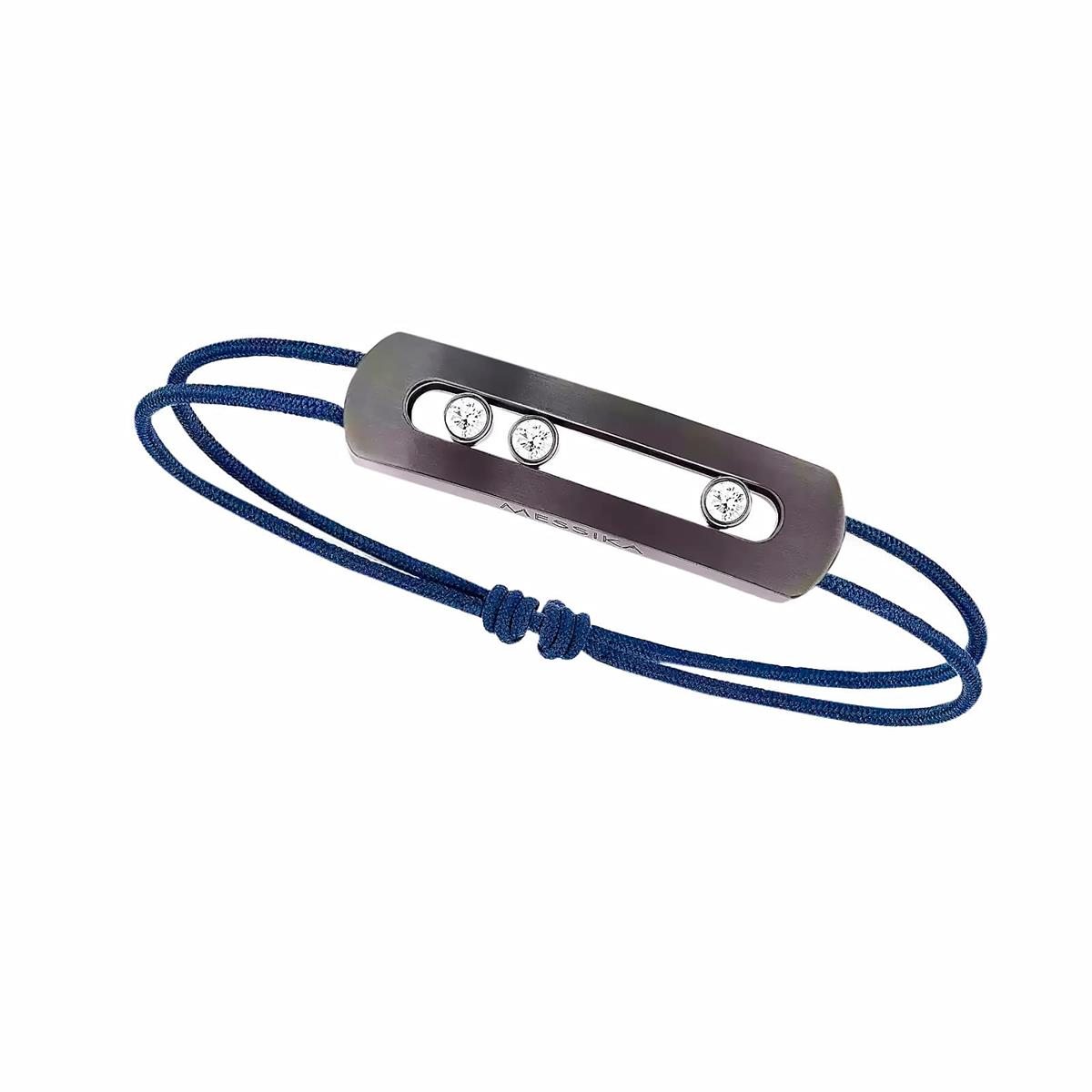 Messika Move Graphite Titanium Diamond Blue Cord Bracelet