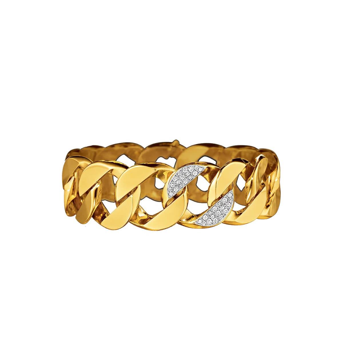 Verdura 18k Yellow Gold Pave Diamond Curb Link Bracelet
