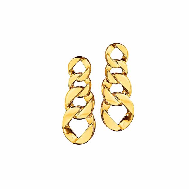 Verdura 18k Yellow Gold Curb Link Vertical Drop Earrings