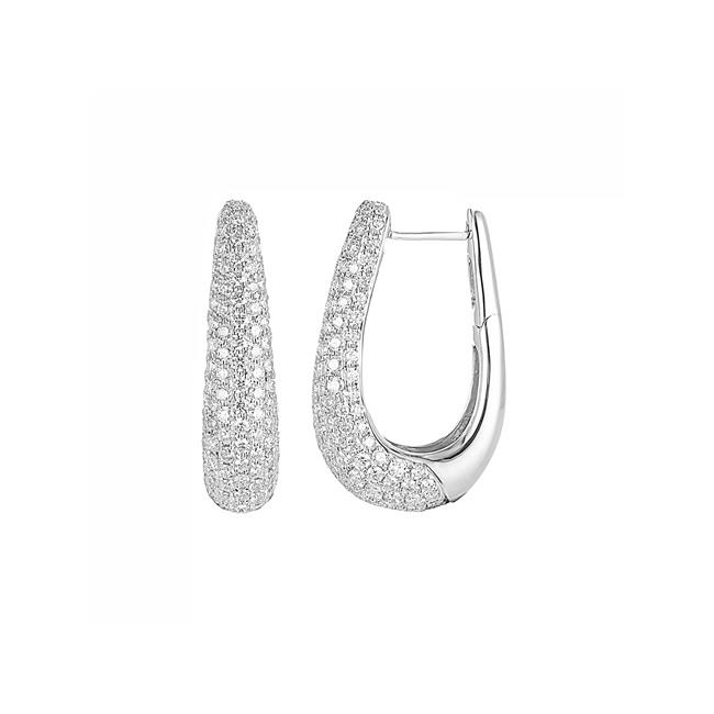London Collection 18k White Gold U-Shaped Hoop Earrings
