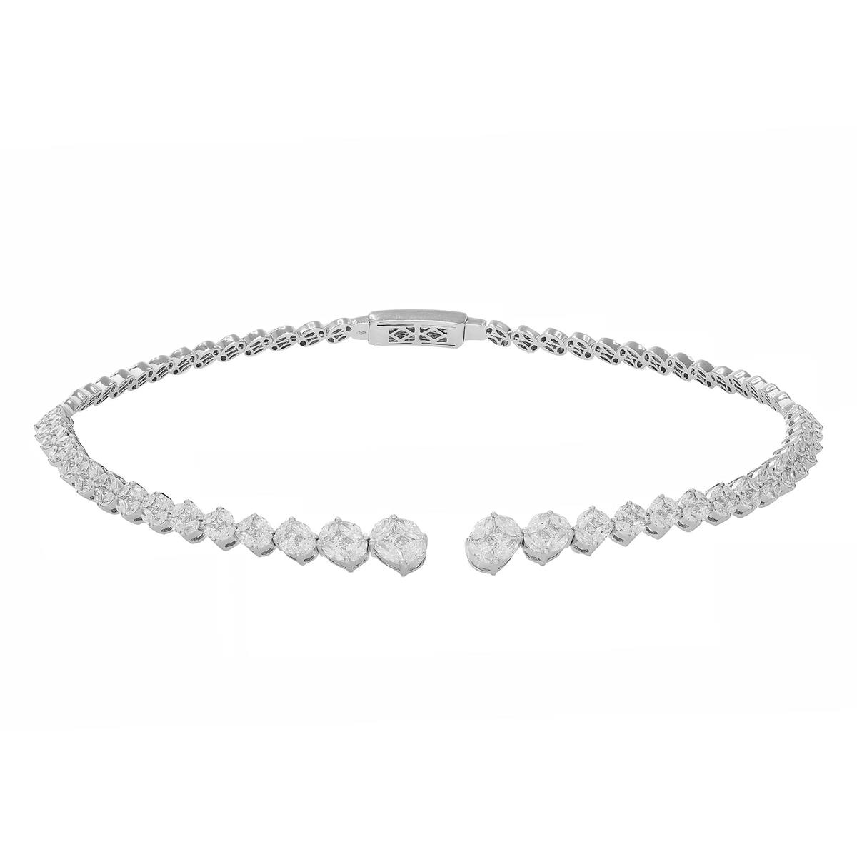 London Collection 18k White Gold Diamond Mosaic Collar Necklace