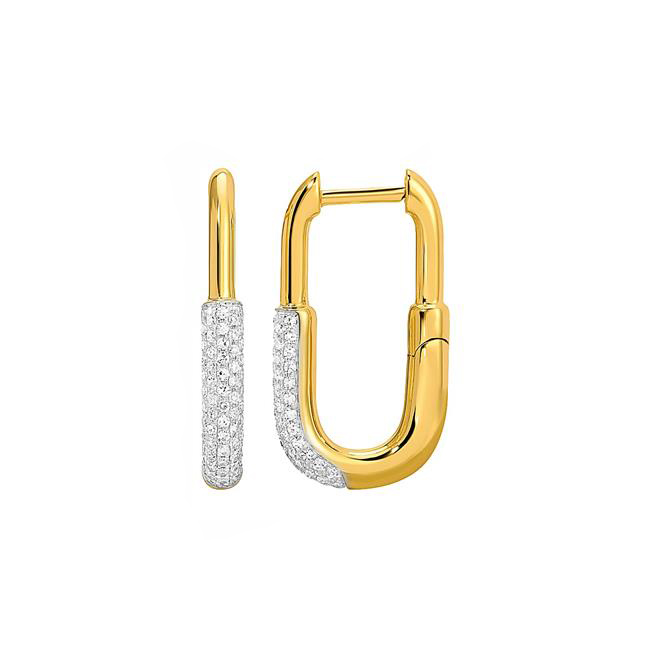 London Collection 14k Yellow Gold Pave Diamond Lock Earrings