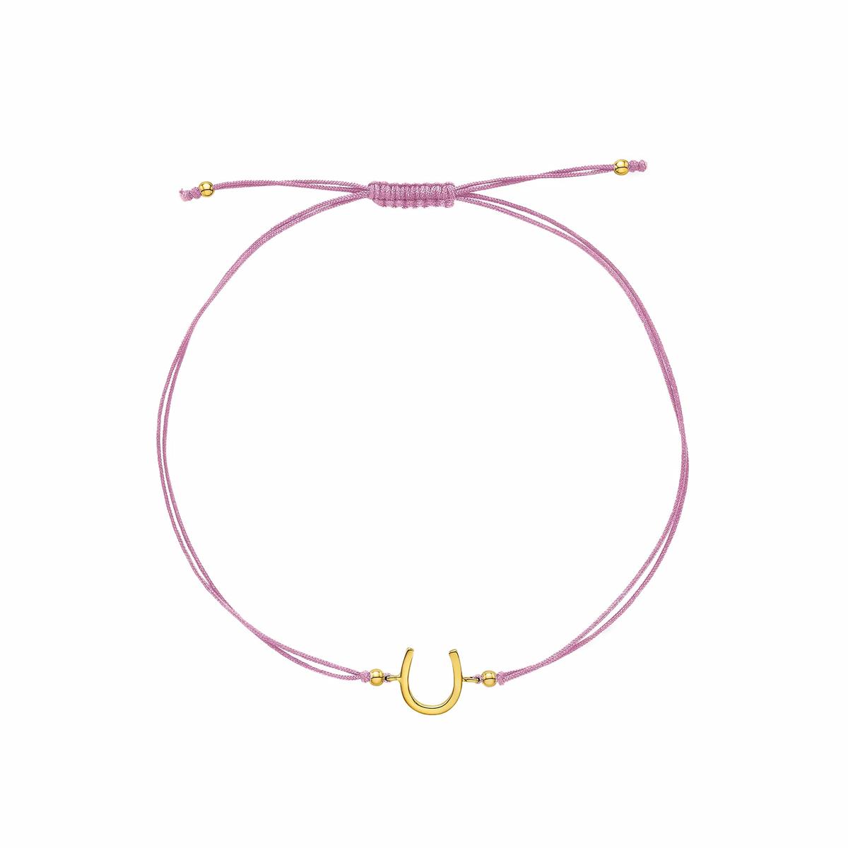 Karina Brez Lucky Horseshoe 14k Yellow Gold Horseshoe Lavender String Bracelet