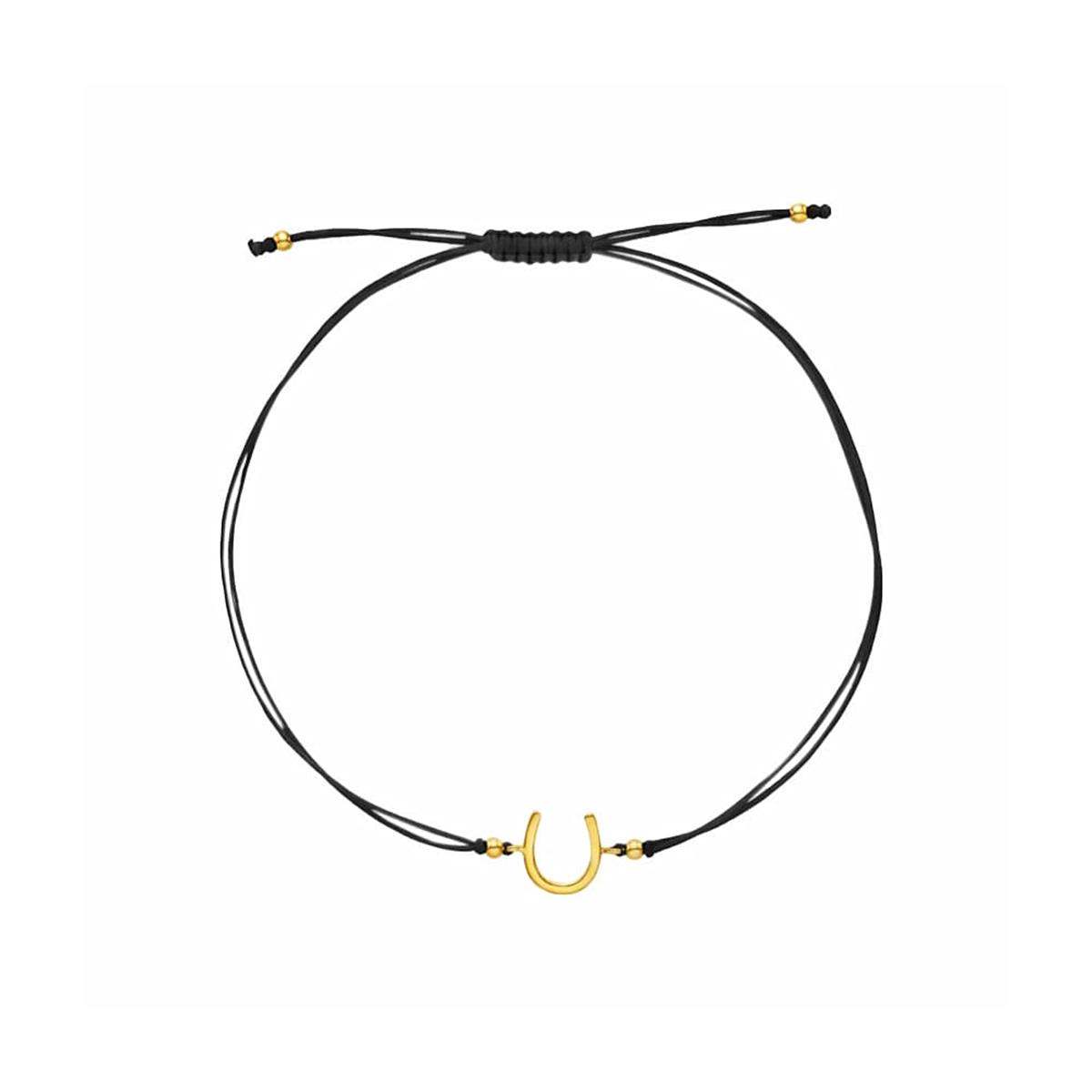 Karina Brez Lucky Horseshoe 14k Yellow Gold Horseshoe String Bracelet