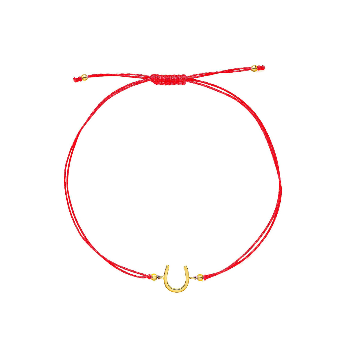 Karina Brez Lucky Horseshoe 14k Yellow Gold Horseshoe Red String Bracelet