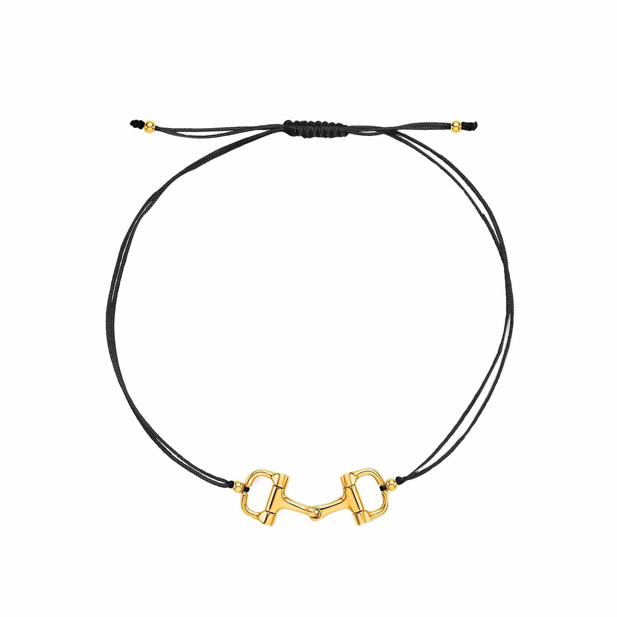 Karina Brez Bit of LUV 14k Yellow Gold Mini Horsebit String Bracelet