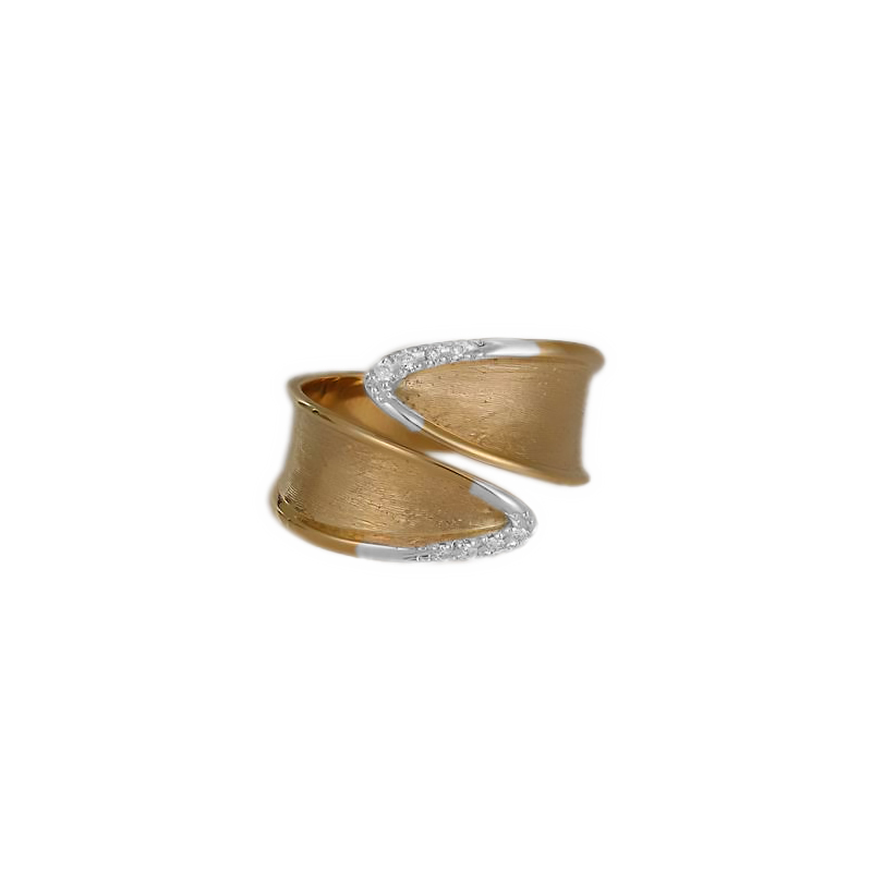 Marco Bicego Lunaria 18k Yellow Gold Diamond Twist Open Front Wrap Ring