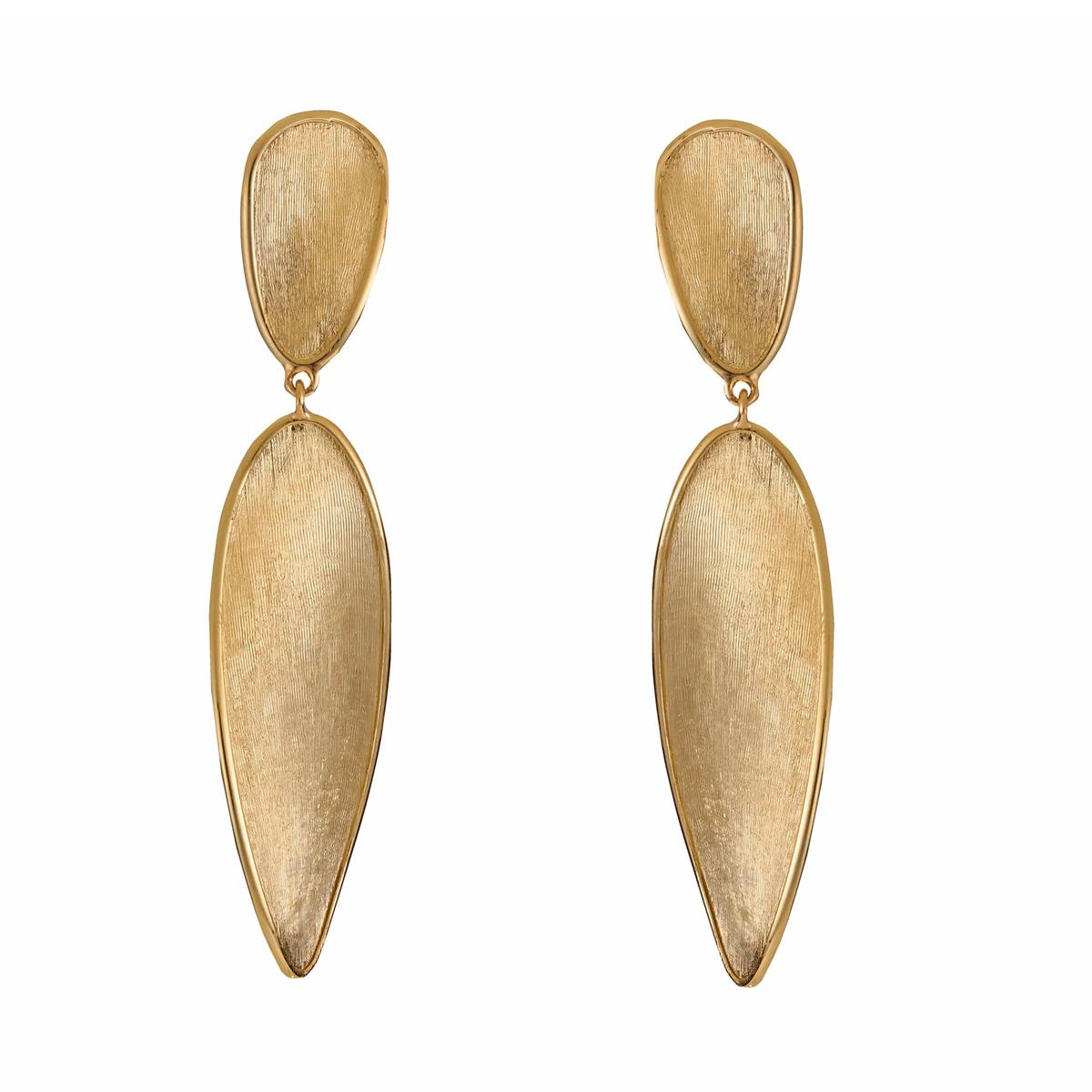 Marco Bicego Lunaria 18k Yellow Gold 2 Leaf Drop Earrings
