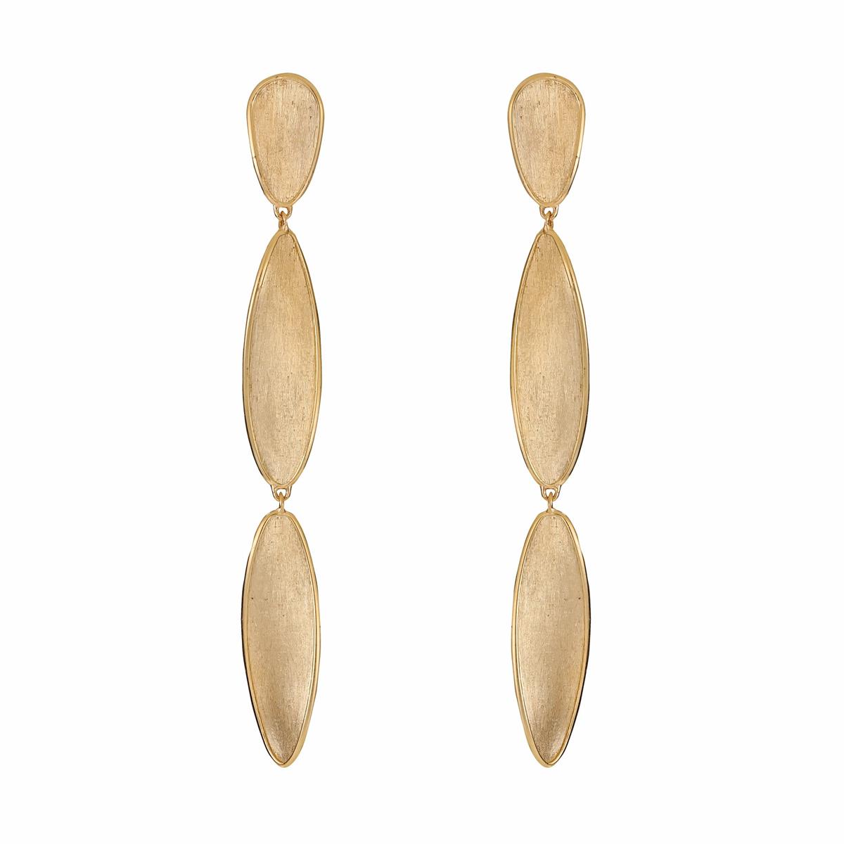 Marco Bicego Lunaria 18k Yellow Gold 3 Leaf Drop Earrings