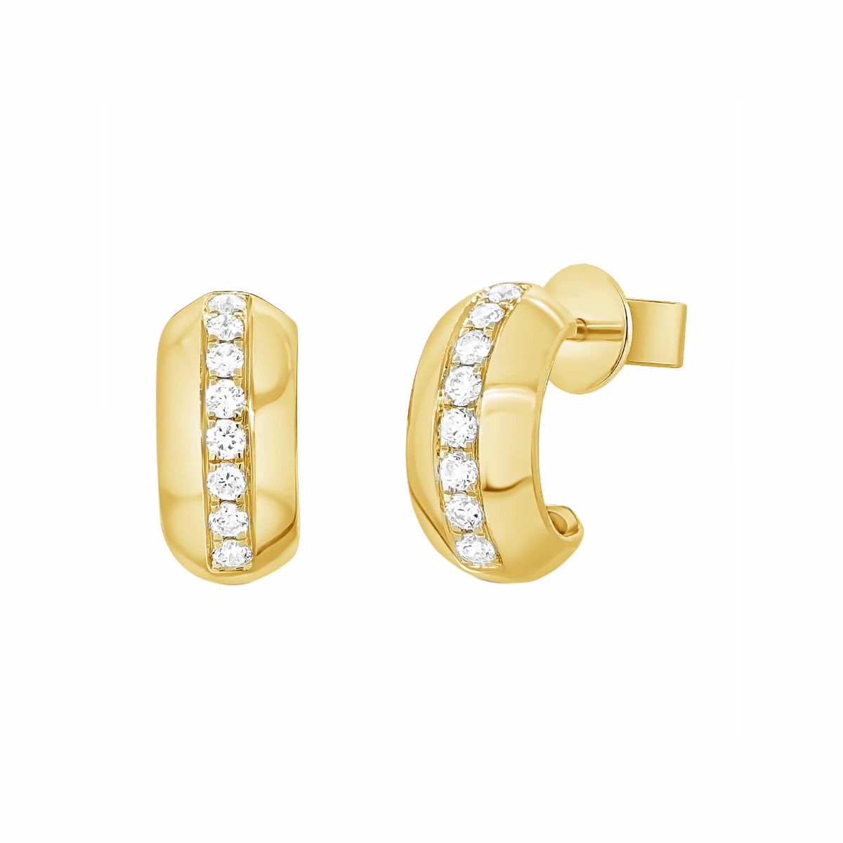 London Collection 14k Diamond Line Huggie Earrings