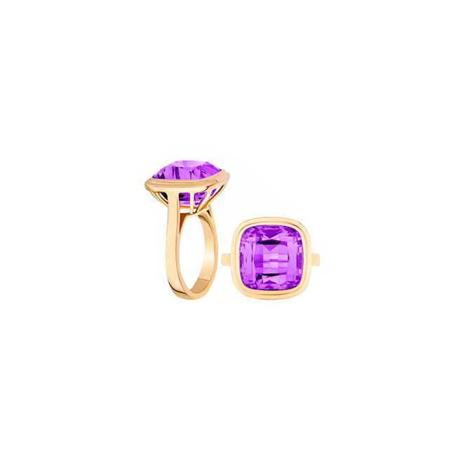 Goshwara Manhattan 18k Yellow Gold Amethyst Cushion Ring