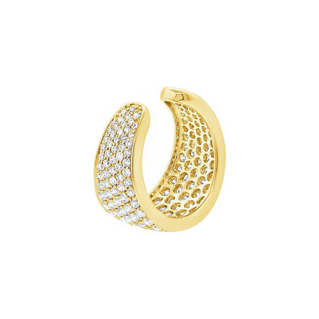 London Collection 14k Yellow Gold Pave Diamond Cuff Single Earring