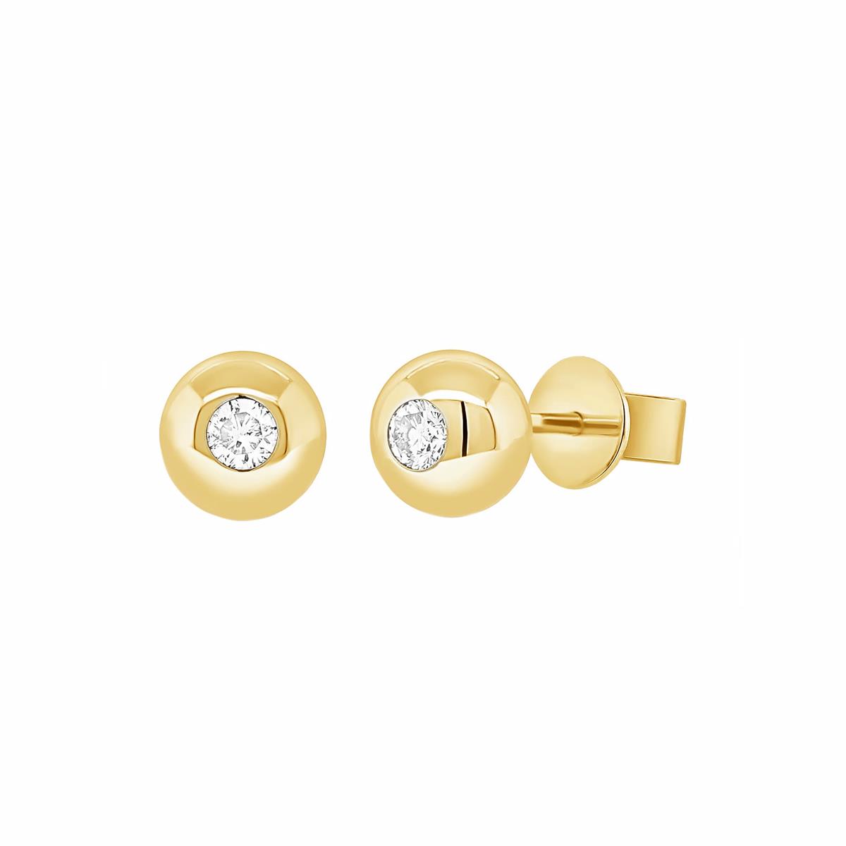 London Collection Yellow Gold Bezel Set Diamond Stud Earrings