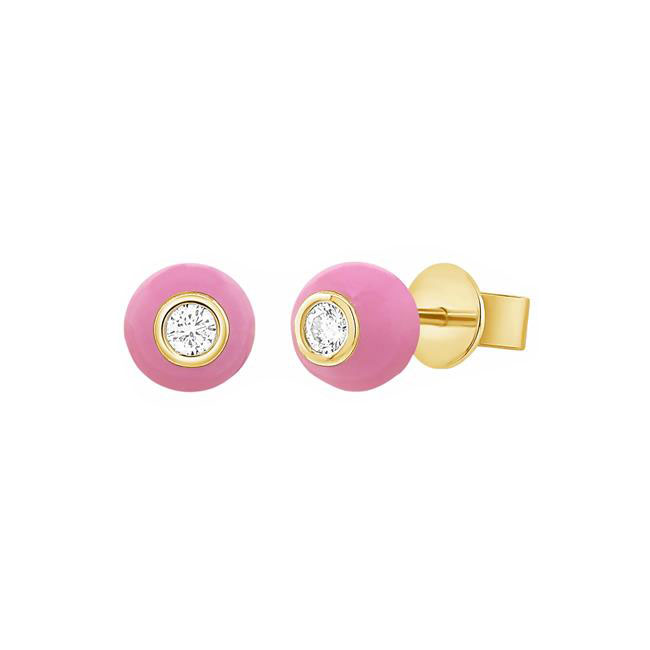 London Collection 14k Yellow Gold Enamel And Diamond Earrings