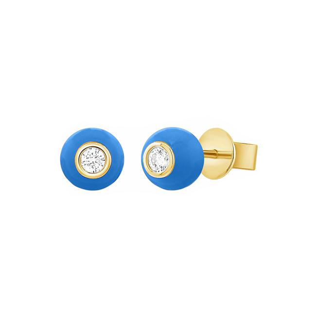 London Collection 14k Yellow Gold Enamel And Diamond Earrings