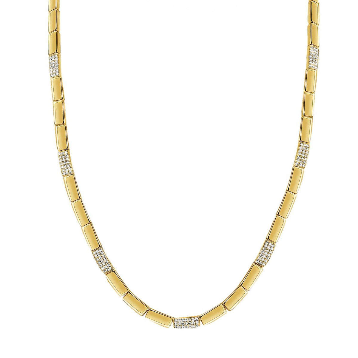 London Collection Yellow Gold Pave Gemstone Bar Necklace