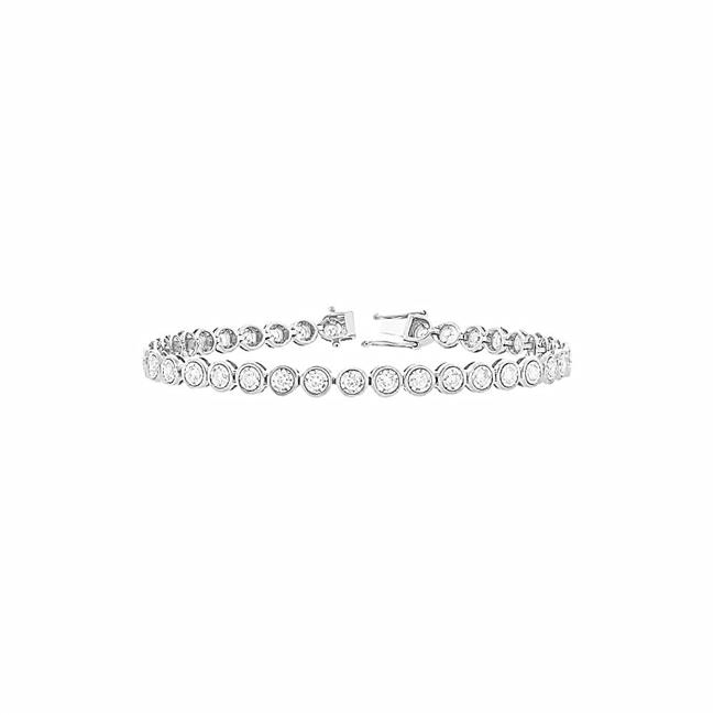 London Collection 14k White Gold Diamond Bezel Line Bracelet
