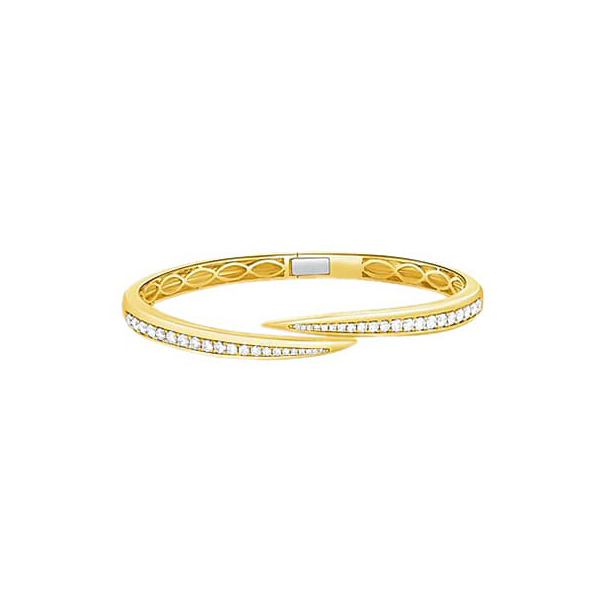London Collection 14k Yellow Gold Diamond Bypass Bangle Bracelet 1.44cts