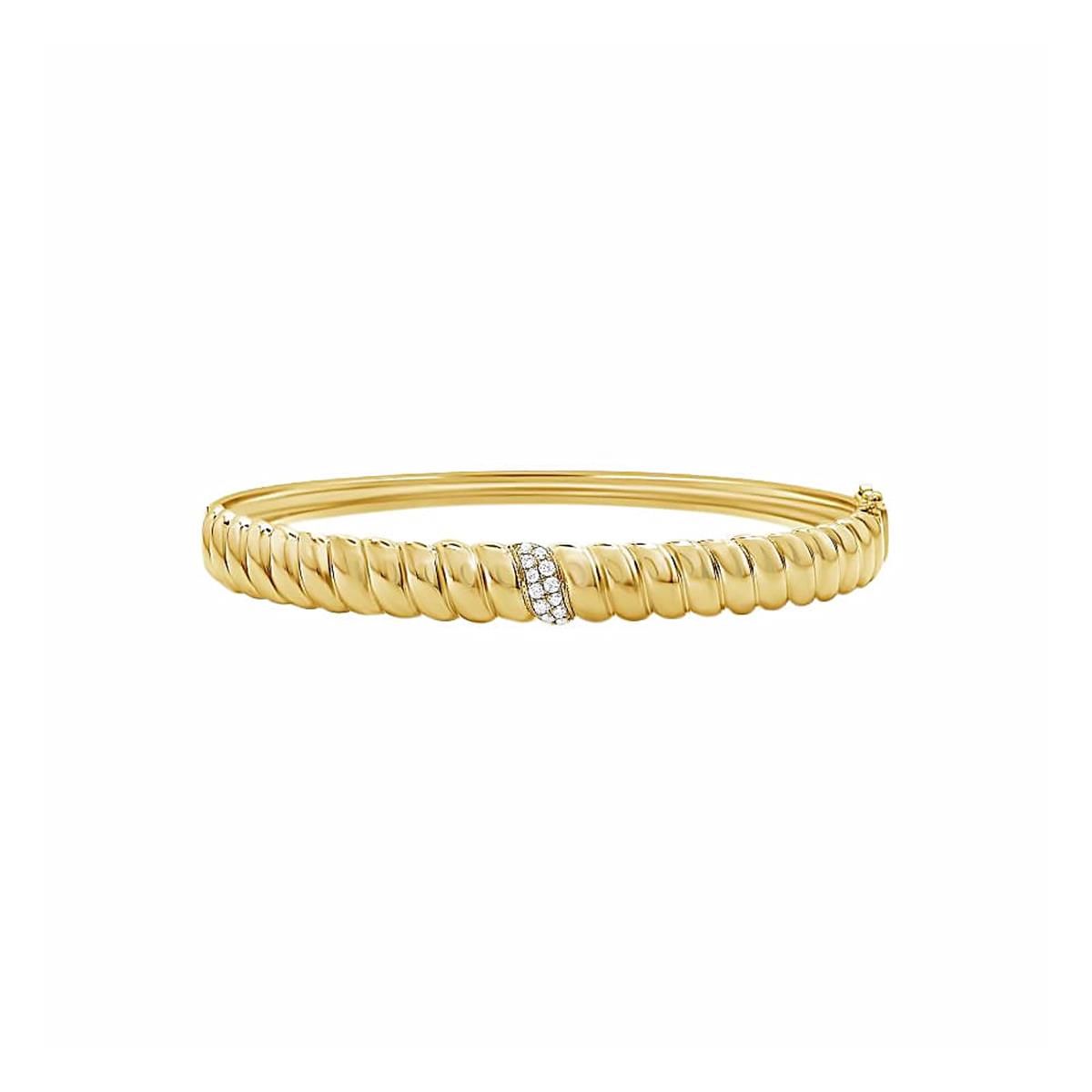 London Collection Yellow Gold Diamond Twist Bangle