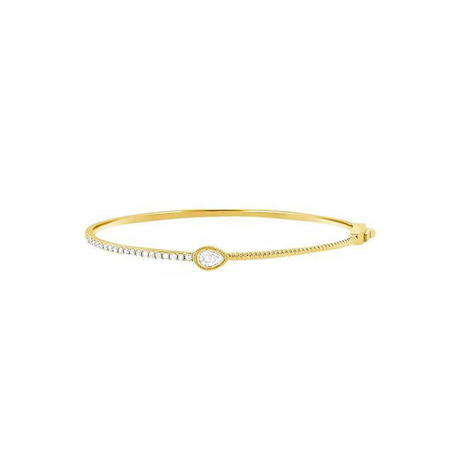 London Collection 14k Yellow Gold Pear Shaped Diamond Bangle