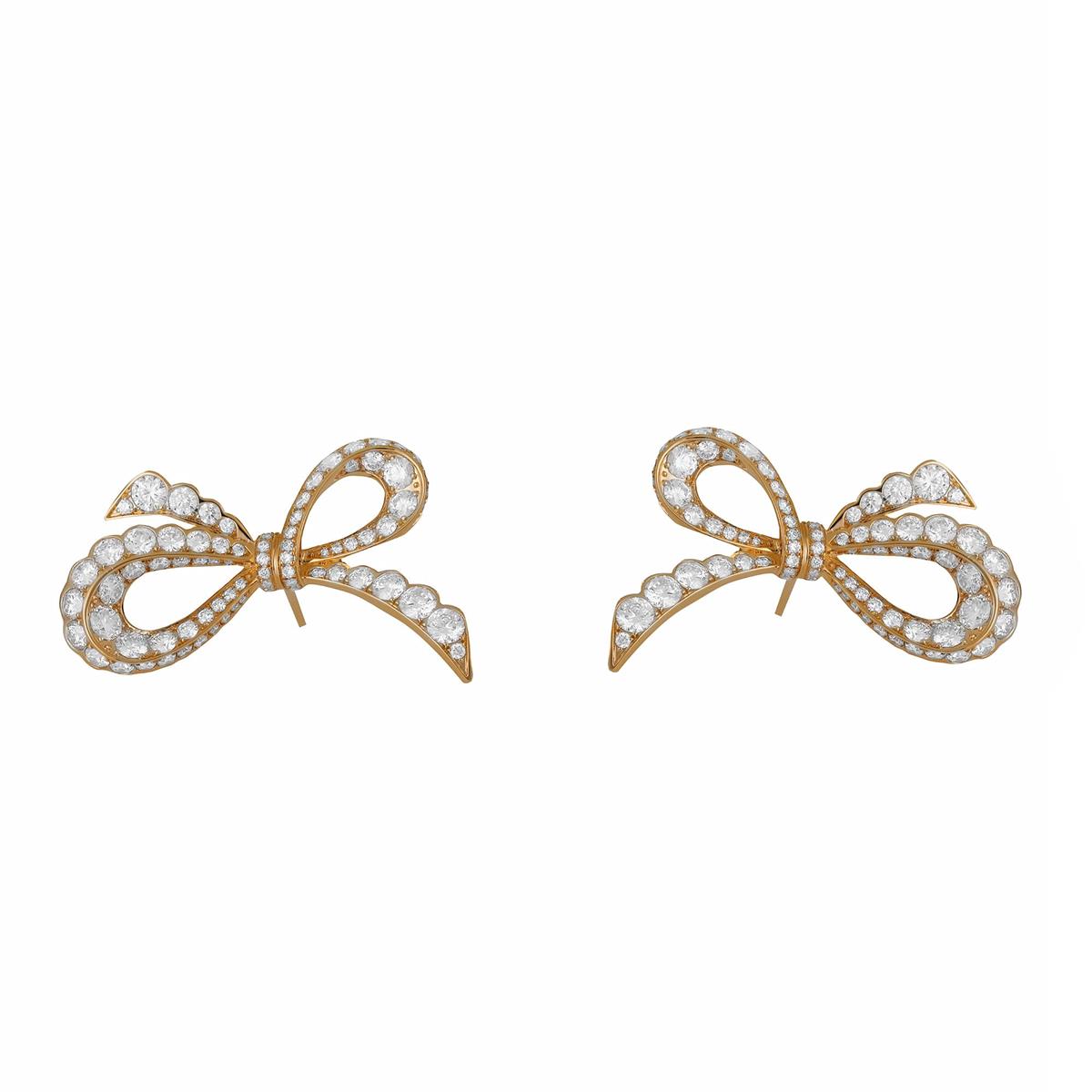 London Collection 18k Pave Diamond Bow Earrings