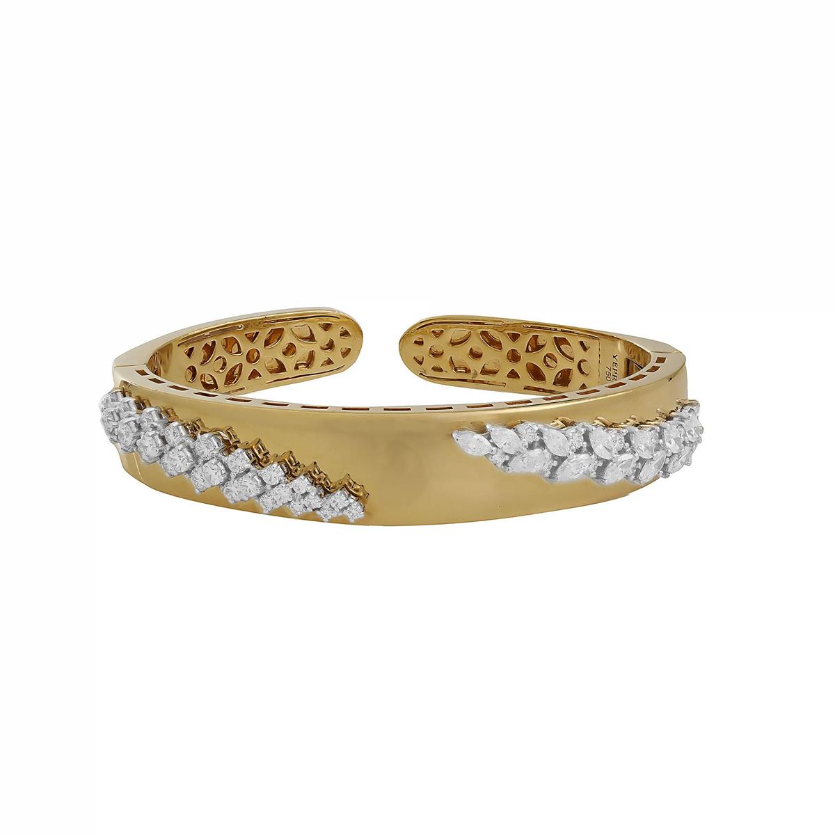 Yeprem 18k Two Tone Diamond Bangle Bracelet