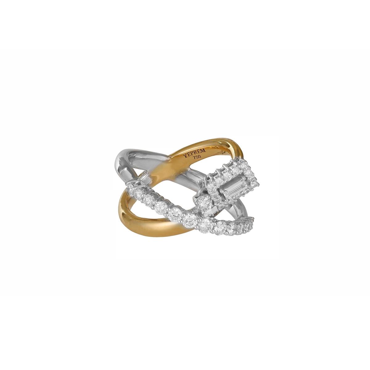 Yeprem Golden Strada 18k Two Tone Diamond Crossover Ring