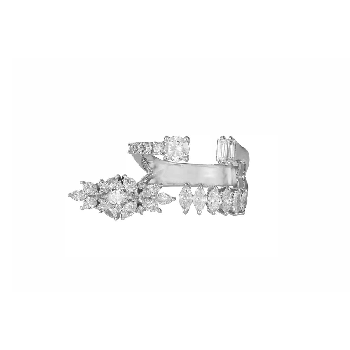 Yeprem Y-Not 18k White Gold Diamond 2 Row Wrap Ring 