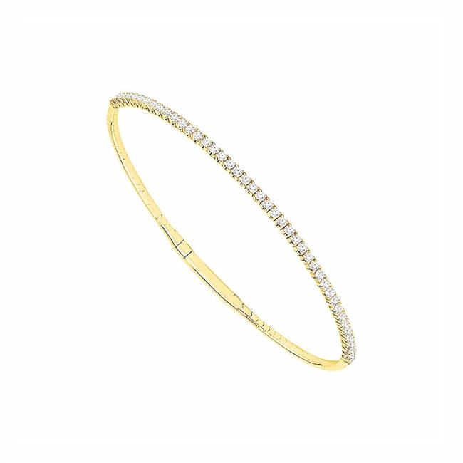 Flexie by London 14k Yellow Gold Half-Way Inline Round Diamond Bangle Bracelet