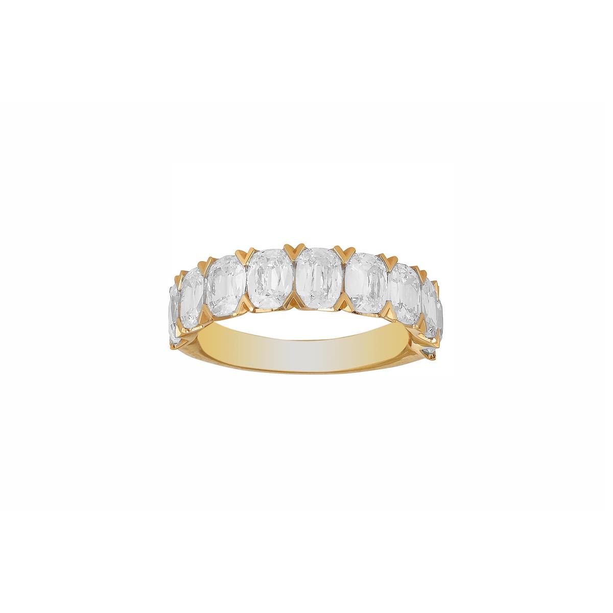 Henri Daussi 18k Yellow Gold 9 Stone Diamond Shared Prong Wedding Band