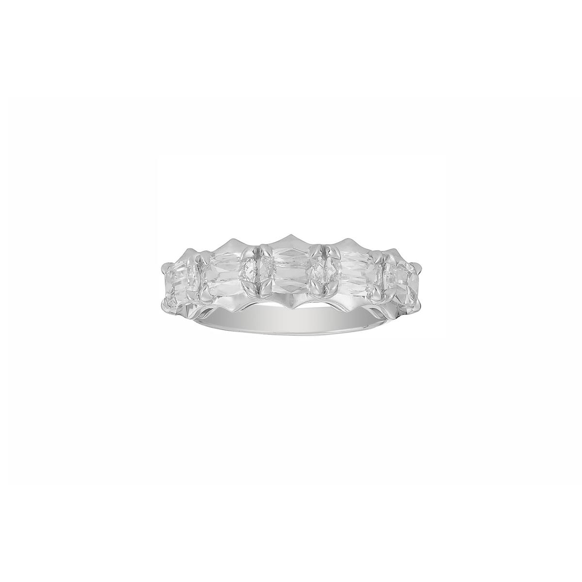 Henri Daussi 18k White Gold 5 Stone Diamond Wedding Band