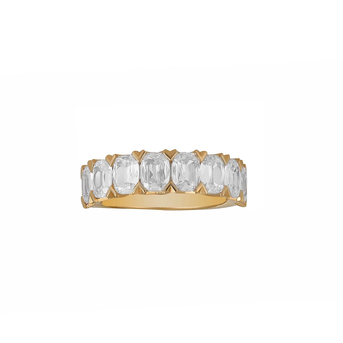 Henri Daussi 18k Yellow Gold 8 Stone Diamond Shared Prong Wedding Band