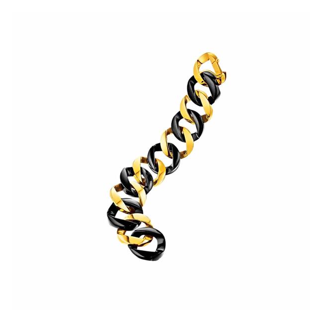 Verdura 18k Yellow Gold Black Jade Curb Link Bracelet