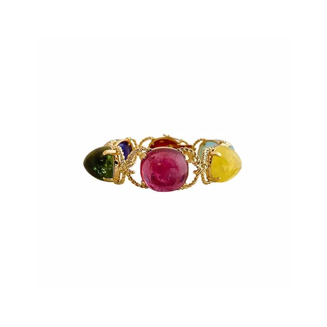 Verdura 18k Yellow Gold Multi Gemstone Pebble Bracelet