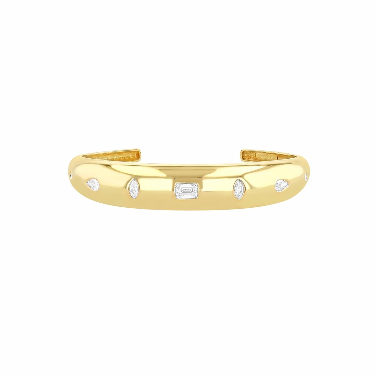 Zoe Chicco 14k Yellow Gold Gypsy Set Mix Shaped Aura Cuff Bracelet