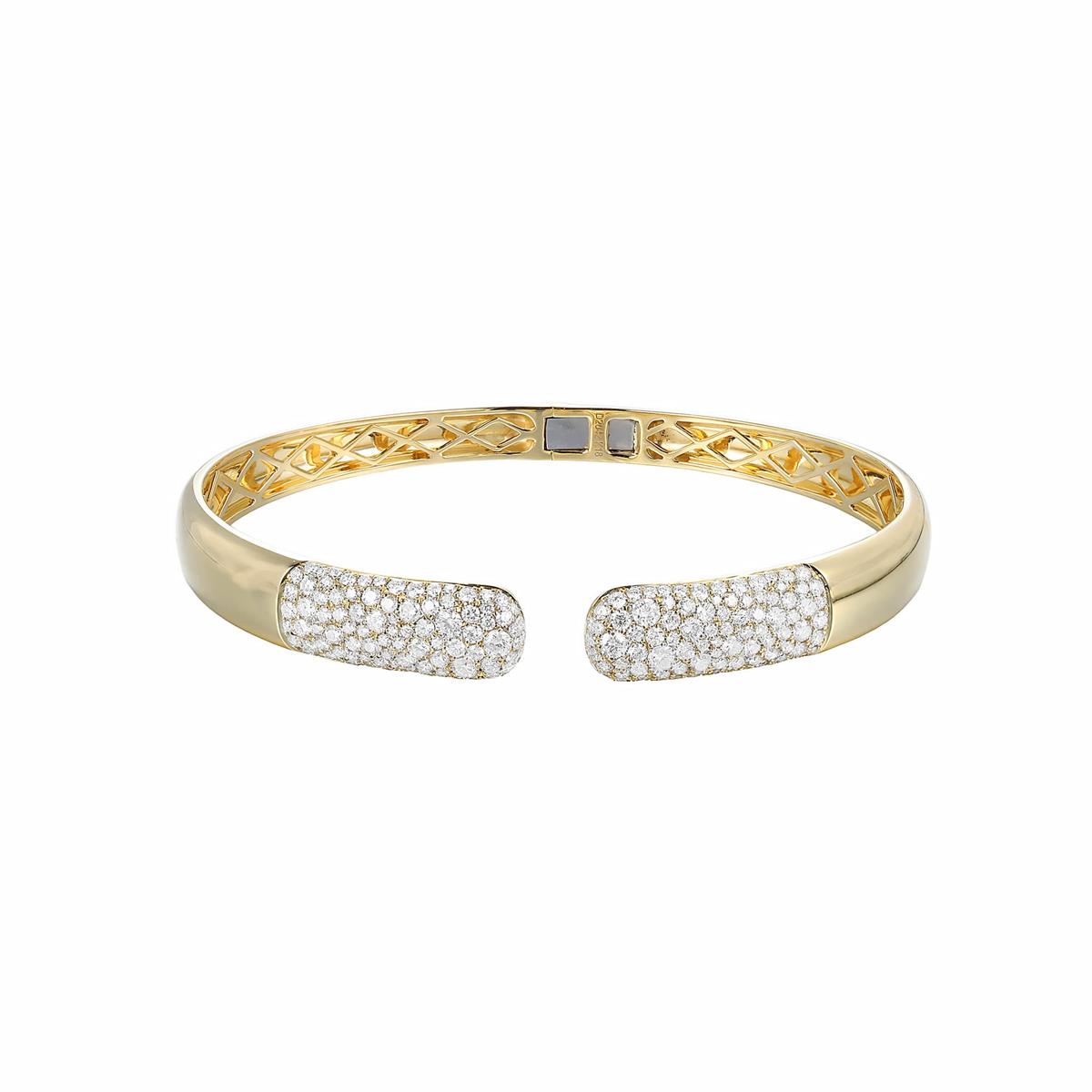 London Collection 18k Yellow Gold Pave Diamond Open Cuff Bracelet