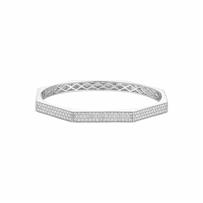 London Collection 18k White Gold Diamond Octagon Bangle Bracelet