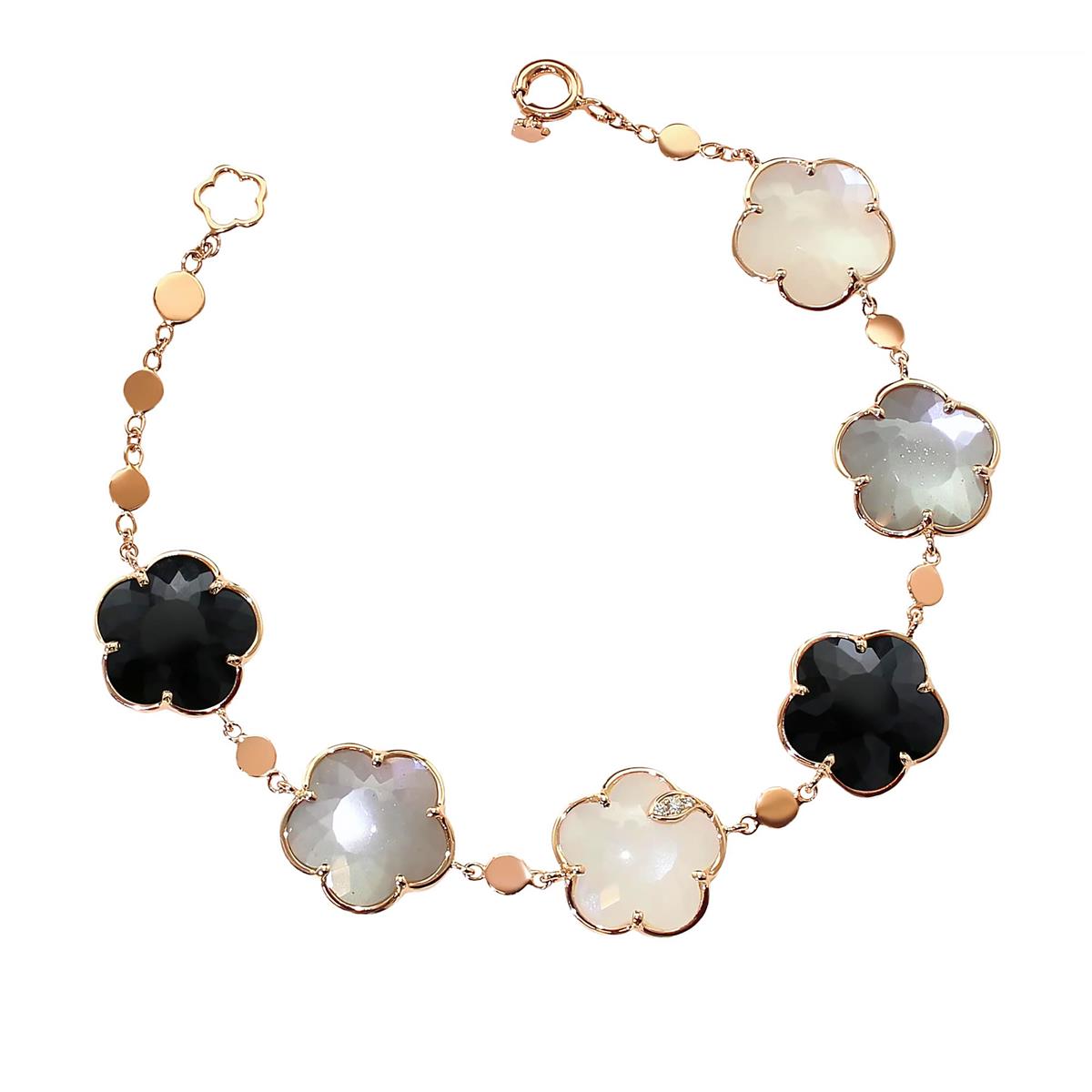 Pasquale Bruni Ton Joli 18k Rose Gold Diamond Onyx & Moonstone Chain Bracelet