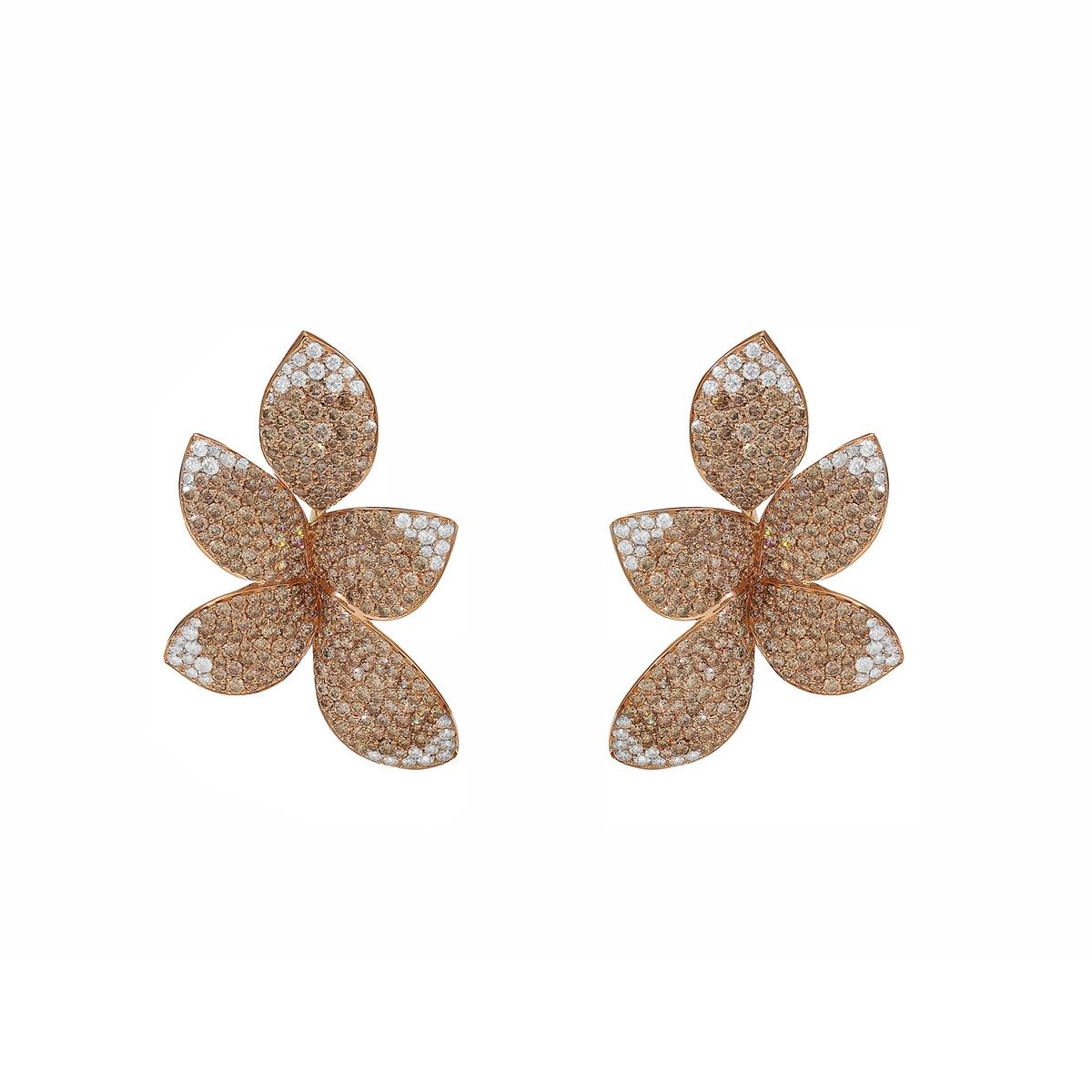 Pasquale Bruni Giardini Segreti 18k Rose Gold Diamond Leaf Drop Earrings